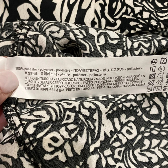 Zara Black white pattern tassel tie maxi skirt 16632 - Picture 13 of 15